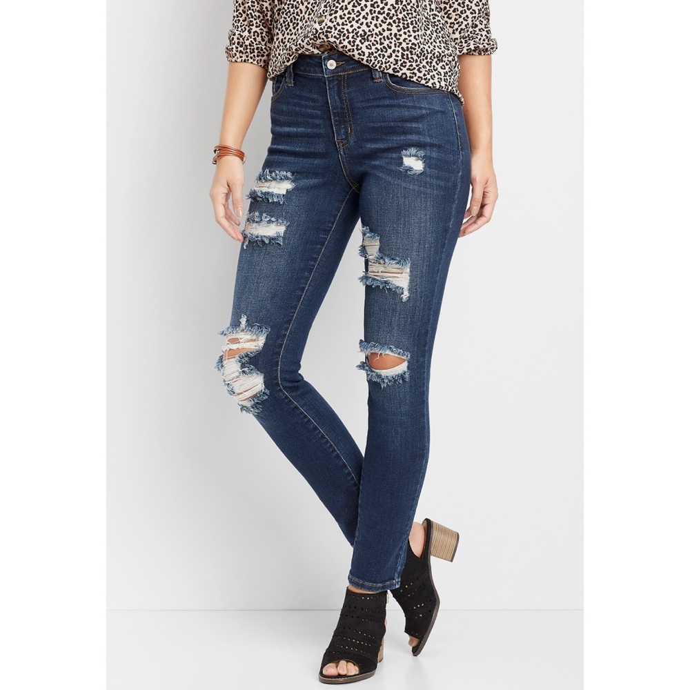 KanCan High Rise Destructed Skinny Jean